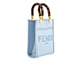 Fendi Mini Sunshine Shopper Tote Crossbody Bag 2Way Baby Blue Leather