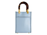 Fendi Mini Sunshine Shopper Tote Crossbody Bag 2Way Baby Blue Leather
