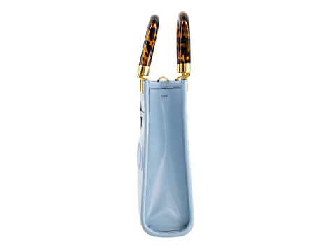 Fendi Mini Sunshine Shopper Tote Crossbody Bag 2Way Baby Blue Leather