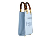 Fendi Mini Sunshine Shopper Tote Crossbody Bag 2Way Baby Blue Leather