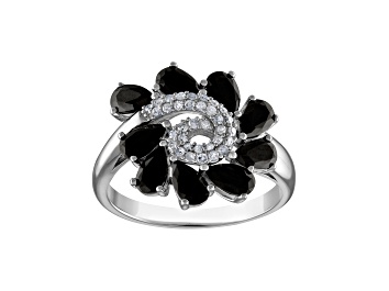 Picture of Black Onyx Sterling Silver Swirl Ring 1.61ctw