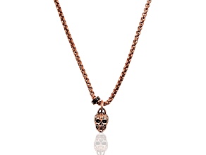 Invicta Jewelry Men's Small Skull Rose Gold Steel Necklace - 24"