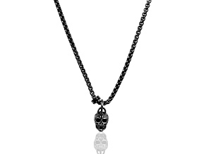 Invicta Jewelry Men's Small Skull Black Steel Necklace - 24"