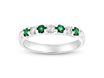 Picture of 0.35ctw Emerald and Diamond Wedding Band ring in 14k White Gold