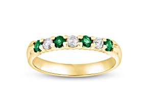 0.35ctw Emerald and Diamond Wedding Band Ring in 14k Yellow Gold