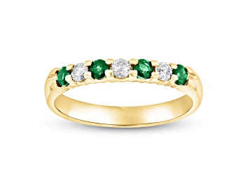 Picture of 0.35ctw Emerald and Diamond Wedding Band Ring in 14k Yellow Gold