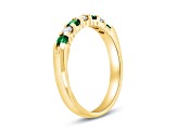 0.35ctw Emerald and Diamond Wedding Band Ring in 14k Yellow Gold