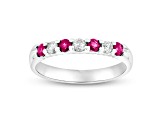 0.35ctw Ruby and Diamond Wedding Band Ring in 14k White Gold