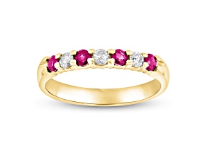 0.35ctw Ruby and Diamond Wedding Band Ring in 14k Yellow Gold