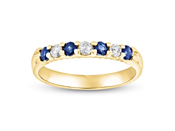 Picture of 0.35ctw Sapphire and Diamond Wedding Band Ring in 14k Yellow Gold
