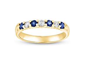 0.35ctw Sapphire and Diamond Wedding Band Ring in 14k Yellow Gold