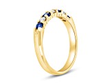 0.35ctw Sapphire and Diamond Wedding Band Ring in 14k Yellow Gold