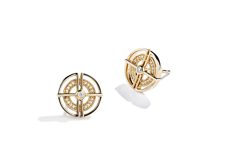Star Warsâ„¢ Fine Jewelry Threepio Series White Diamond 10k Yellow Gold Earrings 0.10ctw