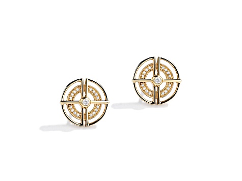 Star Wars™ Fine Jewelry Threepio Series White Diamond 10k Yellow Gold Earrings 0.10ctw