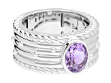 Judith Ripka "Ballroom" 1.10ct Amethyst Rhodium Over Sterling Silver Band Ring