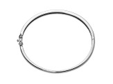 Rhodium Over Sterling Silver Polished Cubic Zirconia Hinged Bangle
