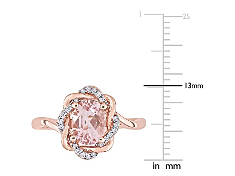 1.17ctw Morganite And 0.10ctw Diamond 10k Rose Gold Ring