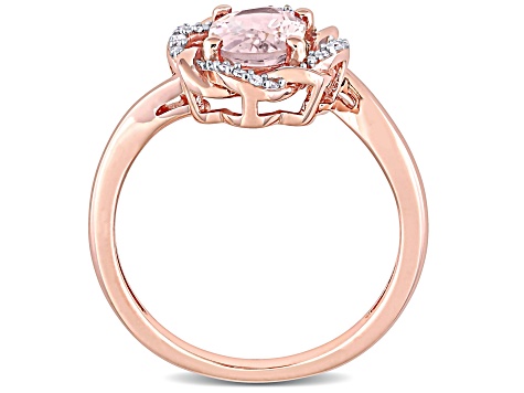 1.17ctw Morganite And 0.10ctw Diamond 10k Rose Gold Ring