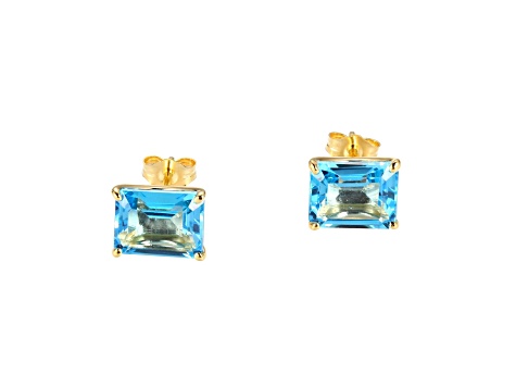 Swiss Blue Topaz 18k Yellow Gold Over Sterling Silver Earrings