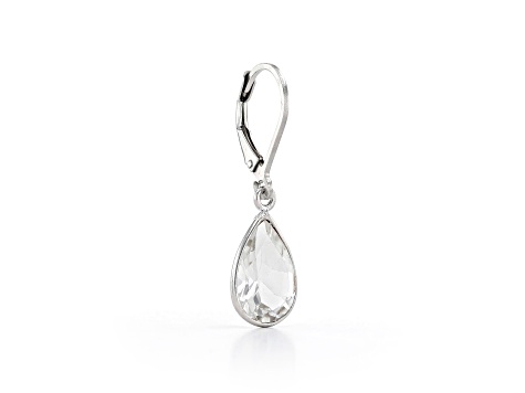 White Pear Shape Topaz Sterling Silver Earrings 5ct