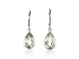 Green Pear Shape Prasiolite Sterling Silver Earrings 4ct