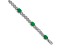 Rhodium Over 14k White Gold Diamond and Emerald Infinity Bracelet