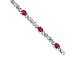 Rhodium Over 14k White Gold Diamond and Ruby Infinity Bracelet