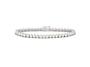 White Lab Created Opal Sterling Silver Tennis Bracelet 6.02ctw