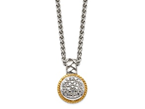 Rhodium Over Sterling Silver with 14K Accent Polished Diamond Necklace