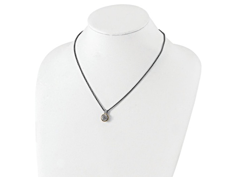 Rhodium Over Sterling Silver with 14K Accent Polished Diamond Necklace