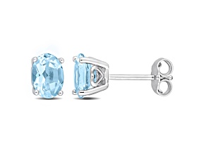 1.88ctw Oval Sky Blue Topaz Stud Earrings in Sterling Silver