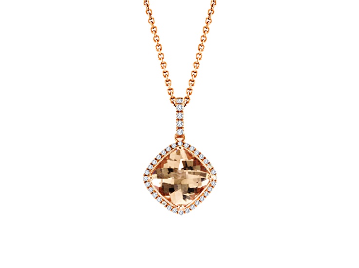 2.70ctw Morganite and Diamond Pendant in 14k Rose Gold