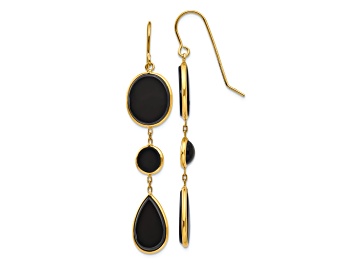 Picture of 14k Yellow Gold Onyx Geometric Dangle Earrings