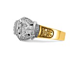 10K Two-tone Yellow and White Gold with Enamel and Diamond 32nd Scottish Rite Masonic Ring 0.5ct