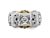 10K Two-tone Yellow and White Gold with Enamel and Diamond 32nd Scottish Rite Masonic Ring 0.5ct