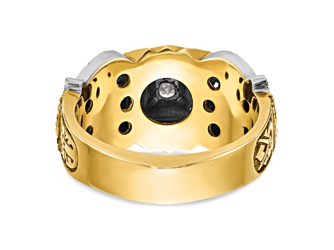 10K Two-tone Yellow and White Gold with Enamel and Diamond 32nd Scottish Rite Masonic Ring 0.5ct