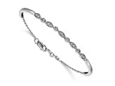 Rhodium Over 14k White Gold Diamond Bangle Bracelet