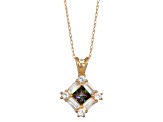 Square Mystic Fire Green Topaz 10K Yellow Gold Pendant 0.81ctw