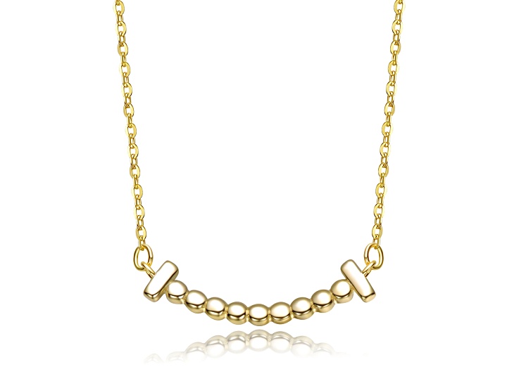 14K Gold Plated over Sterling Silver Bar Accents Chain Necklace for Kids