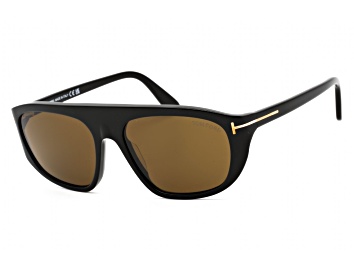 Picture of Tom Ford Shiny Black Frame / Gray Brown Lenses Sunglasses