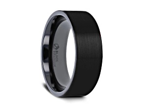 SAN BERNARDINO Brushed Finish Flat Black Titanium Men’s Wedding Band 8mm