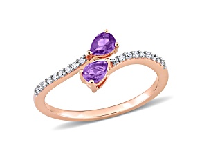 1/3 CT TGW Amethyst and 1/10 CT TW Diamond Ring in 10K Rose Gold