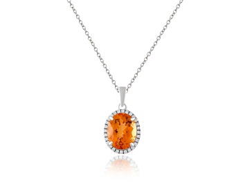 Picture of Oval 2.5ct Citrine with Round Moissanite Accents Pendant Style Necklace