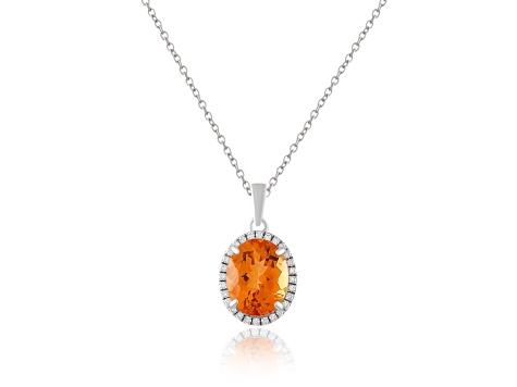 Oval 2.5ct Citrine with Round Moissanite Accents Pendant Style Necklace