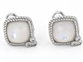 Judith Ripka Mother of Pearl and 0.35ctw Bella Luce® Rhodium Over Sterling Silver Stud Earrings