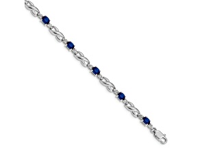 Rhodium Over 10k White Gold Diamond and Sapphire Bracelet