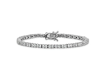 Picture of Rhodium Over Sterling Silver Polished Cubic Zirconia with Safety Clasp Tennis Bracelet