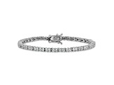 Rhodium Over Sterling Silver Polished Cubic Zirconia with Safety Clasp Tennis Bracelet