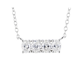 White Lab-Grown Diamond 14kt White Gold 4-Stone Horizontal Necklace 0.60ctw