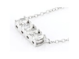 White Lab-Grown Diamond 14kt White Gold 4-Stone Horizontal Necklace 0.60ctw